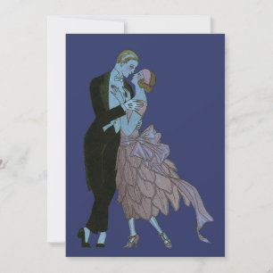 Vintage Art Deco Nygifta Bröllop Spara Datum Inbjudningar