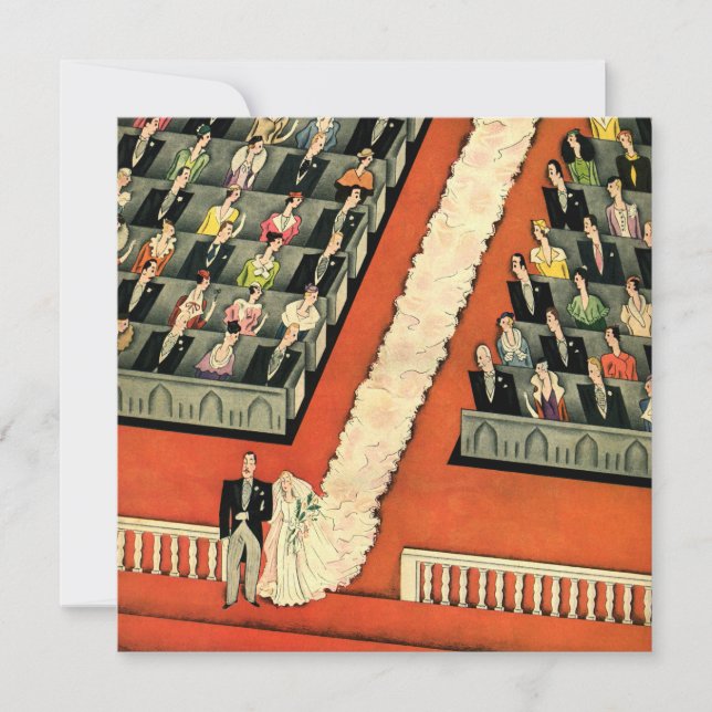 Vintage Art Deco Nygifta, Bröllopsinbjudan Inbjudningar (Framsida)