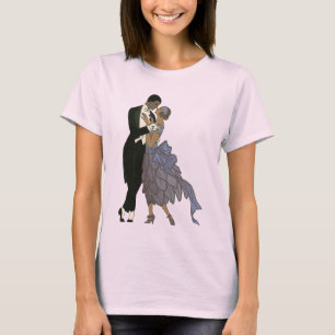 Vintage Art Deco Nygifta, Brud och Brudgum Dansar Tee Shirt