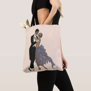 Vintage Art Deco Nygifta, Brud och Brudgum Dansar Tygkasse
