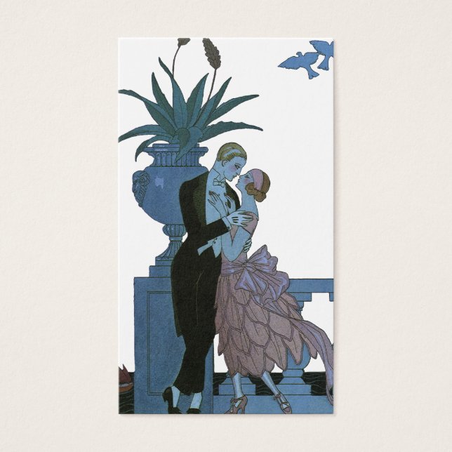 Vintage Art Deco Nygifta, Kärleksfull Bröllopsdans Visitkort (Framsidan)