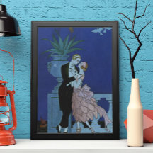 Vintage Art Deco Nygifta, Oui av George Barbier