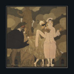 Vintage Art Deco, överraskning av George Barbier Trätavla<br><div class="desc">Snygg teaterkonst av trä med en illustration av vintagen Art Deco-designtitel Surprise av George Barbier. En maskerad party med sagda tecken klädda i elegantens stumma och masker. Harlequinade är en brittisk teatralisk genre,  pantomime med tecknen Harlequin,  som kärlek Columbine,  Columbins giriga far Pantalon,  en eländig Clown,  och tjänstanten Pierrot.</div>
