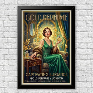 Vintage Art Deco parfymreklam poster