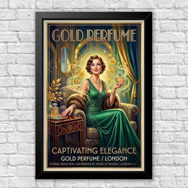 Vintage Art Deco parfymreklam poster (Skapare uppladdad)
