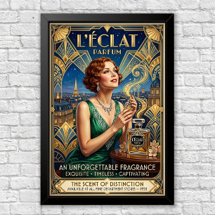 Vintage Art Deco parfymreklam poster