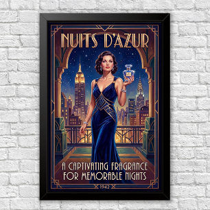 Vintage Art Deco parfymreklam poster