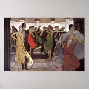 Vintage Art Deco Paris nattdanshall av Orazi Poster