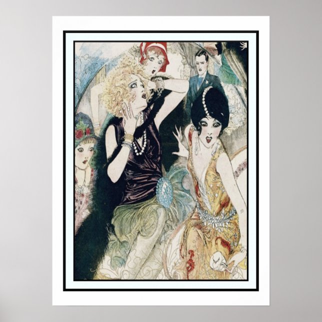 Vintage Art Deco Party Mayhem och MisChief Poster (Framsidan)
