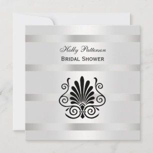 Vintage Art Deco Plume Blk White SQ-Möhippa Inbjudningar