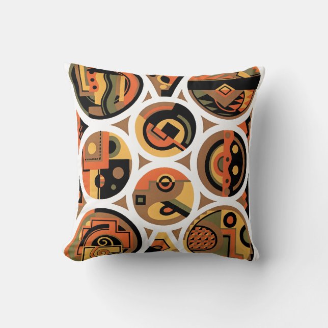 Vintage Art Deco Pochoir Jazz Geometric Circles Kudde (Framsida)