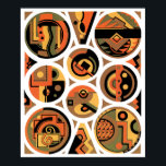 Vintage Art Deco Pochoir Jazz Geometric Circles Poster<br><div class="desc">Vintage illustration art deco jazz pochoir mönster av Georges Valmier från fransk bok Collection Decors et Couleurs Series, 1930. Pochoir är en stencilteknik som är vanlig i surrealismmålningar. En modern design med runda geometriska former av cirklar, linjer och trianglar. Vackert varmt höstpalett med färg med orange, brun gyllene gult och...</div>