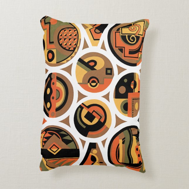 Vintage Art Deco Pochoir Jazz Geometric Circles Prydnadskudde (Baksidan(Vertikal))