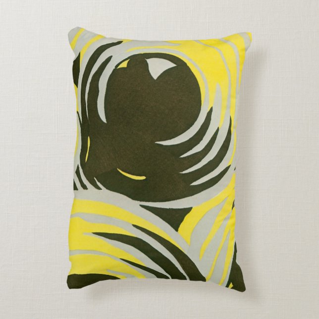 Vintage Art Deco Pochoir Jazz Geometric Circles Prydnadskudde (Baksidan(Vertikal))