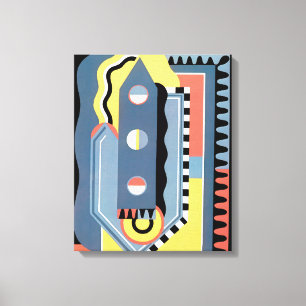 Vintage Art Deco Pochoir Jazz Geometric Mönster Canvastryck