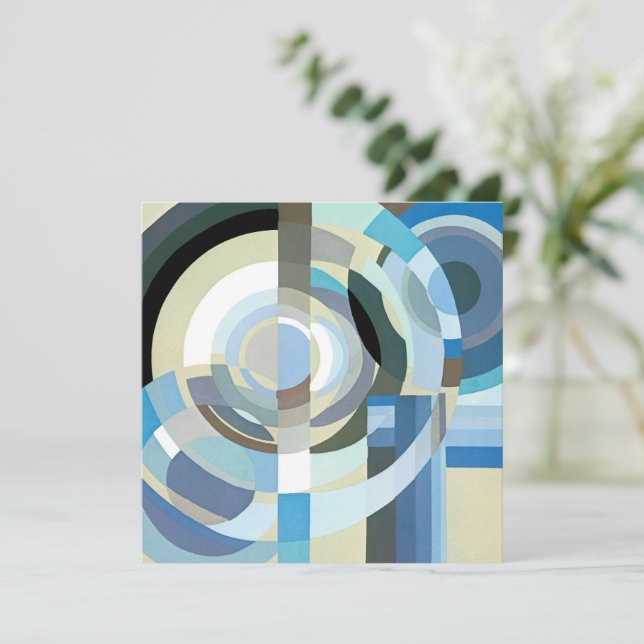 Vintage Art Deco Pochoir Jazz Geometric Shapes (Stående Fram)