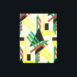 Vintage Art Deco Pochoir Jazz Geometric Shapes Canvastryck<br><div class="desc">Vintage illustration art deco jazz pochoir tapet mönster av Serge Gladky från Nouvelles Compositions Decoratives, Paris, 1929. Pochoir är en stencilteknik som är vanlig i surrealismmålningar. En elegant- och chic-kubikdesign med rektanglar, trianglar, geometriska former och färg i kompletterande färg av grönt rött, svart och gult på brunt underlag. En modern...</div>