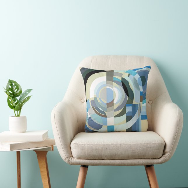 Vintage Art Deco Pochoir Jazz Geometric Shapes Kudde (Stol)