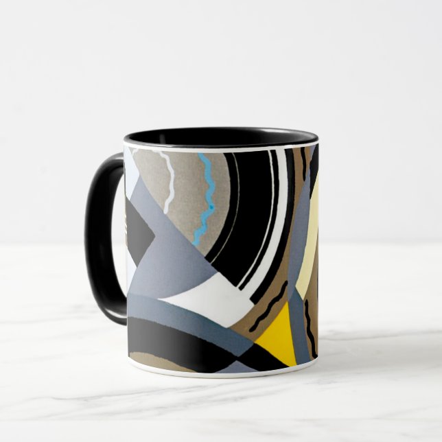 Vintage Art Deco Pochoir Jazz Geometric Shapes Mugg (Framsida vänster)