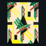 Vintage Art Deco Pochoir Jazz Geometric Shapes Poster<br><div class="desc">Vintage illustration art deco jazz pochoir tapet mönster av Serge Gladky från Nouvelles Compositions Decoratives, Paris, 1929. Pochoir är en stencilteknik som är vanlig i surrealismmålningar. En elegant- och chic-kubikdesign med rektanglar, trianglar, geometriska former och färg i kompletterande färg av grönt rött, svart och gult på brunt underlag. En modern...</div>