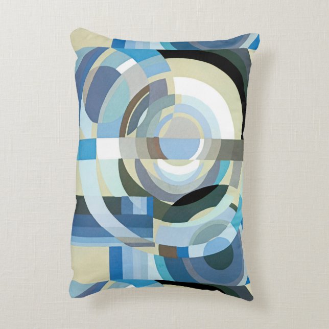 Vintage Art Deco Pochoir Jazz Geometric Shapes Prydnadskudde (Baksidan(Vertikal))