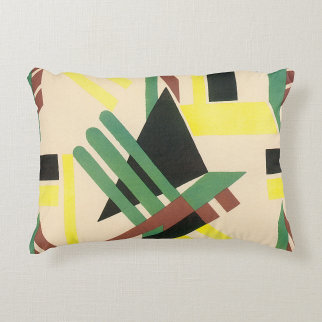 Vintage Art Deco Pochoir Jazz Geometric Shapes Prydnadskudde (Framsidan)