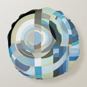 Vintage Art Deco Pochoir Jazz Geometric Shapes Rund Kudde