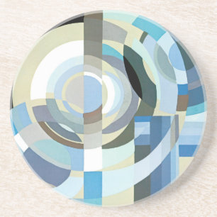 Vintage Art Deco Pochoir Jazz Geometric Shapes Underlägg Sandsten