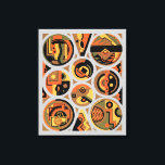 Vintage Art Deco Pochoir Jazz Geometriska Cirklar Canvastryck<br><div class="desc">Vintage illustration art deco jazz pochoir mönster av Georges Valmier från den franska mönsterbok Collection Decors et Couleurs serien, 1930. Pochoir är en stencilteknik som är vanlig i surrealistiska målningar. En modern design med runda geometriska former av cirklar, linjer och trianglar. Vacker varm höstfärgspalett med orange, brun gyllengul och neutral...</div>