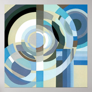 Vintage Art Deco Pochoir Jazz Geometriska Former Poster