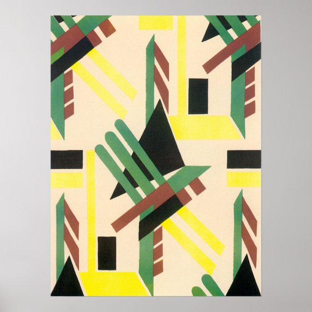 Vintage Art Deco Pochoir Jazz Geometriska Former Poster (Framsidan)