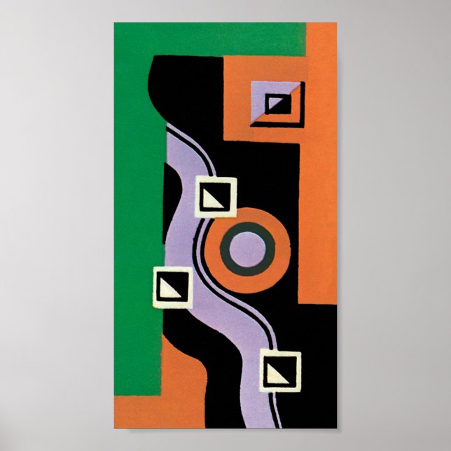 Vintage Art Deco Pochoir Jazz Illustration Mönster Poster (Framsidan)