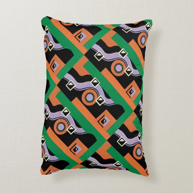 Vintage Art Deco Pochoir Jazz Illustration Mönster Prydnadskudde (Baksidan(Vertikal))