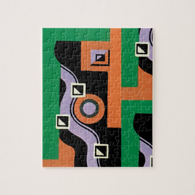 Vintage Art Deco Pochoir Jazz Illustration Mönster Pussel (Vertikal)