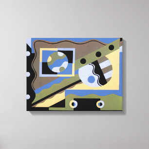 Vintage Art Deco Pochoir Jazz kubism Mönster Canvastryck