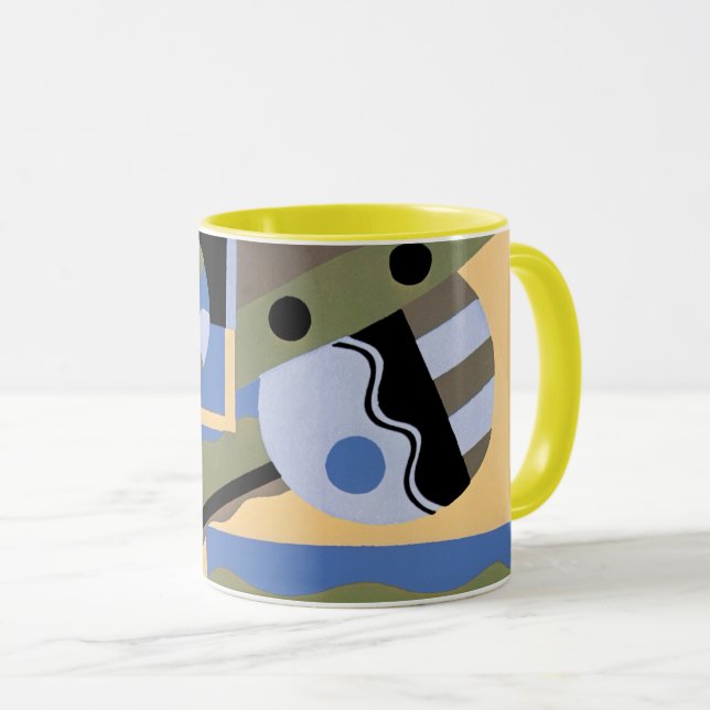 Vintage Art Deco Pochoir Jazz kubism Mönster Mugg (Framsida höger)