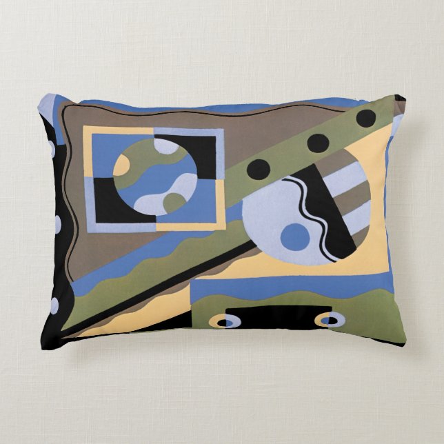 Vintage Art Deco Pochoir Jazz kubism Mönster Prydnadskudde (Framsidan)