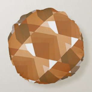 Vintage Art Deco Pochoir Jazz Tan Geometriska Form Rund Kudde