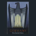 Vintage Art Deco-resa Tyskland Eagle Poster<br><div class="desc">Vintage Art Deco poster Tysklant,  visar en örn i bakgrunden med logotypen "Tyskland land of Music".</div>
