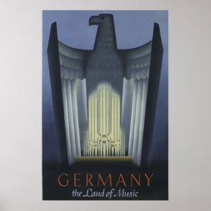 Vintage Art Deco-resa Tyskland Eagle Poster