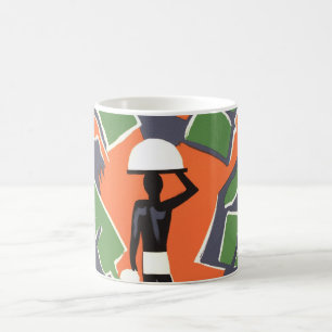 Vintage Art Deco-resor, infödd i afrikansk djungel Kaffemugg
