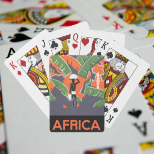 Vintage Art Deco-resor, inföding i afrikansk djung Casinokort