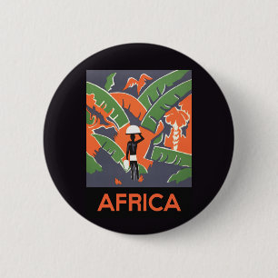 Vintage Art Deco-resor, inföding i afrikansk djung Knapp