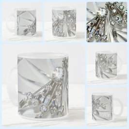 Vintage Art Deco Rhinestone Elegant Frostad Glasmugg
