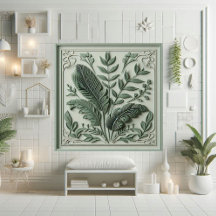 Vintage Art Deco-sagegrön blad botanisk design