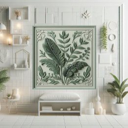 Vintage Art Deco-sagegrön blad botanisk design Kakelplatta