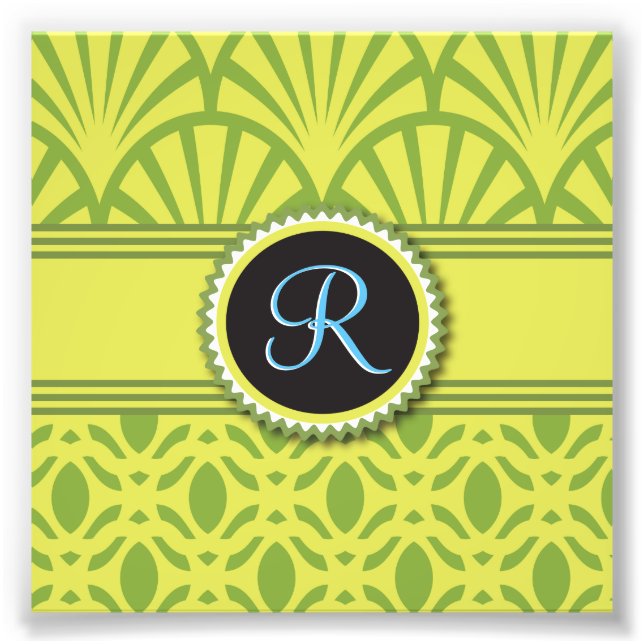 Vintage Art Deco Scalloped Lime Fototryck (Framsidan)