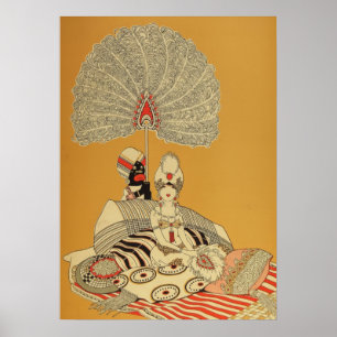 Vintage Art Deco-showgirl-plakat – Fjäder 1920-tal Poster