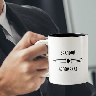Vintage Art Deco Simple Groomsman Gift Två-Tonad Mugg