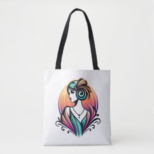 Vintage Art Deco Siren: Vibrant Flapper Elegance Tygkasse